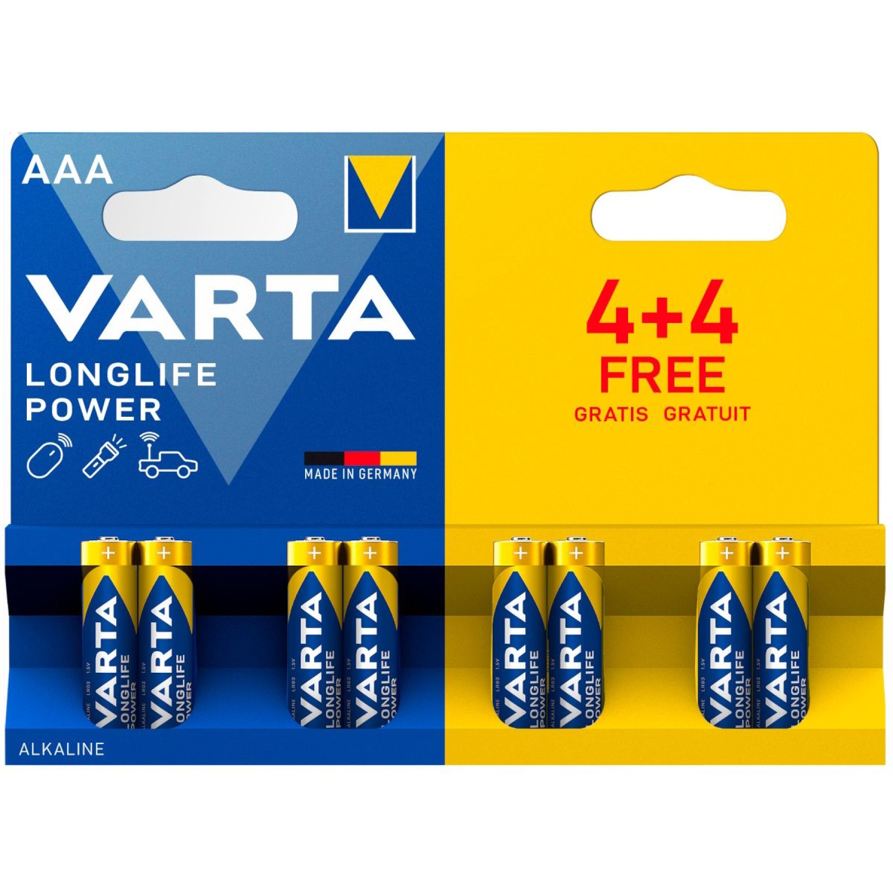 VARTA Longlife Power AAA Batteries Pack of 8